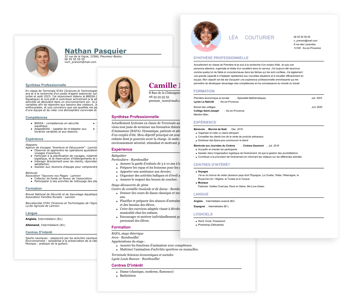 CV exemple lycéen