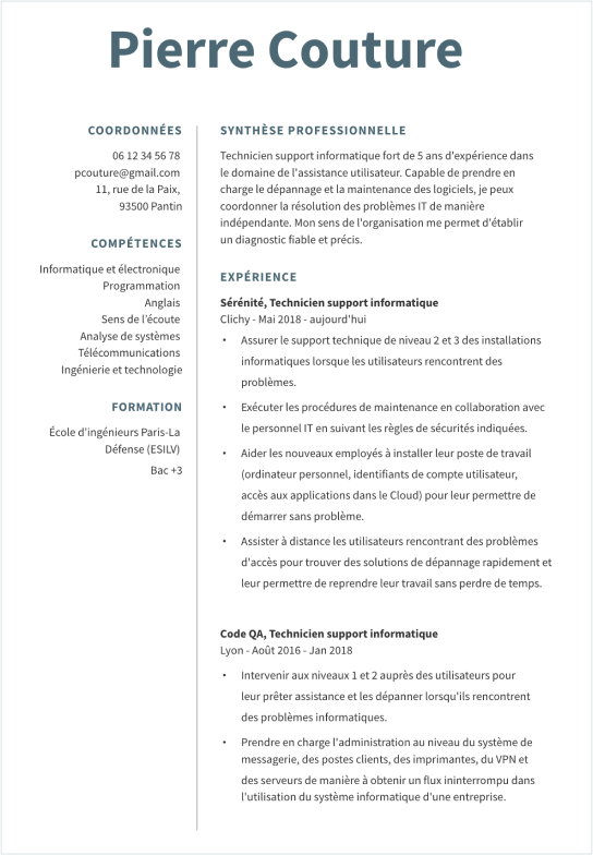 Ecrire un CV