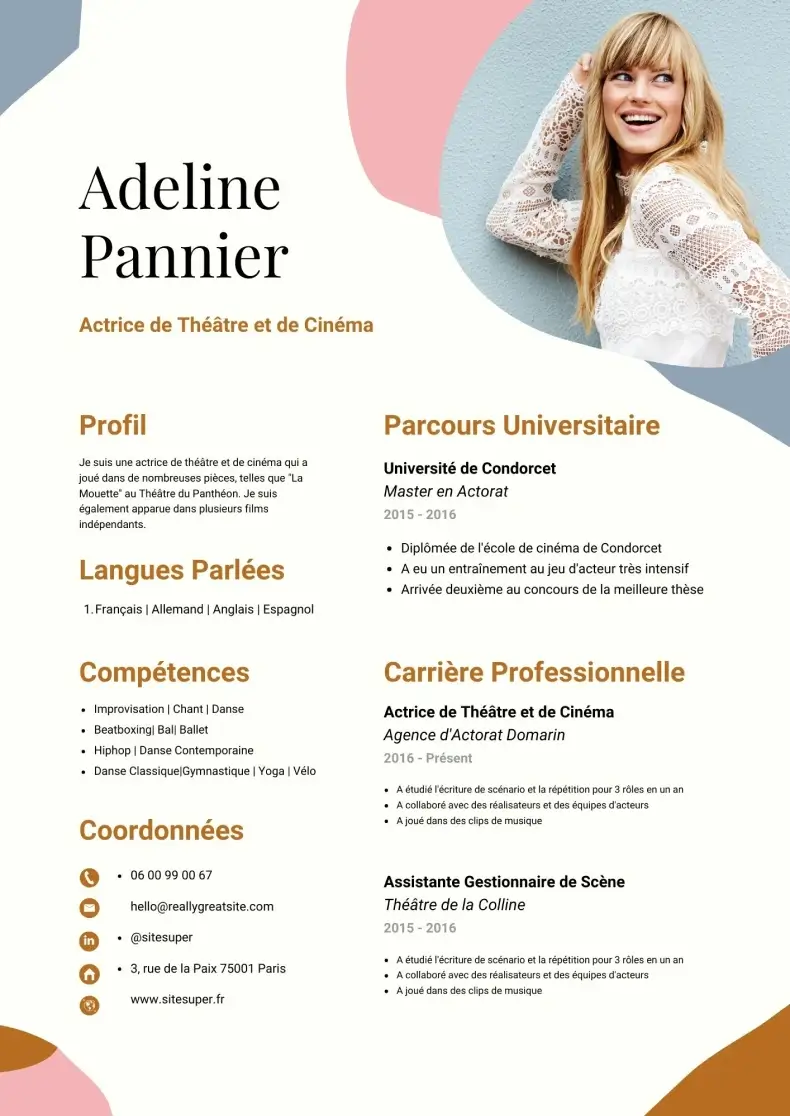 Actrice de théâtre et cinéma