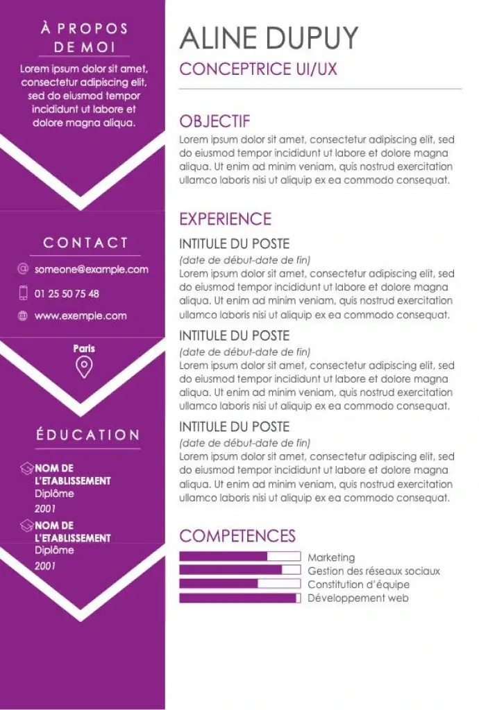 CV Word gratuit - Contemporain
