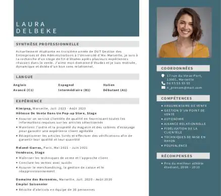 Compétence professionnelle CV - Infirmière