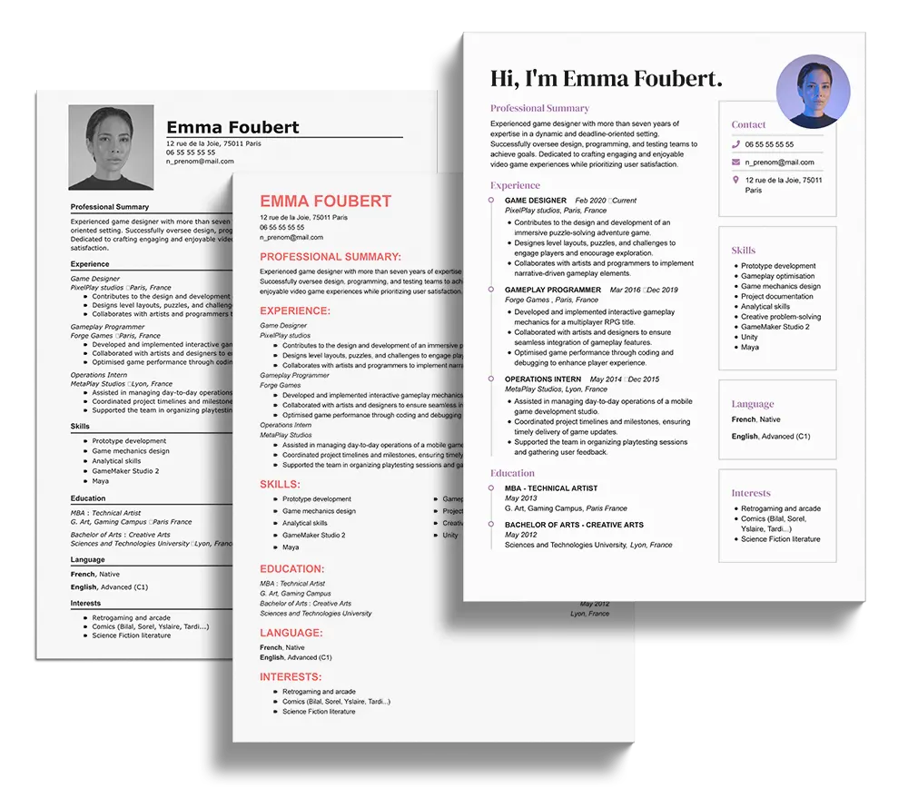  CV en anglais exemple