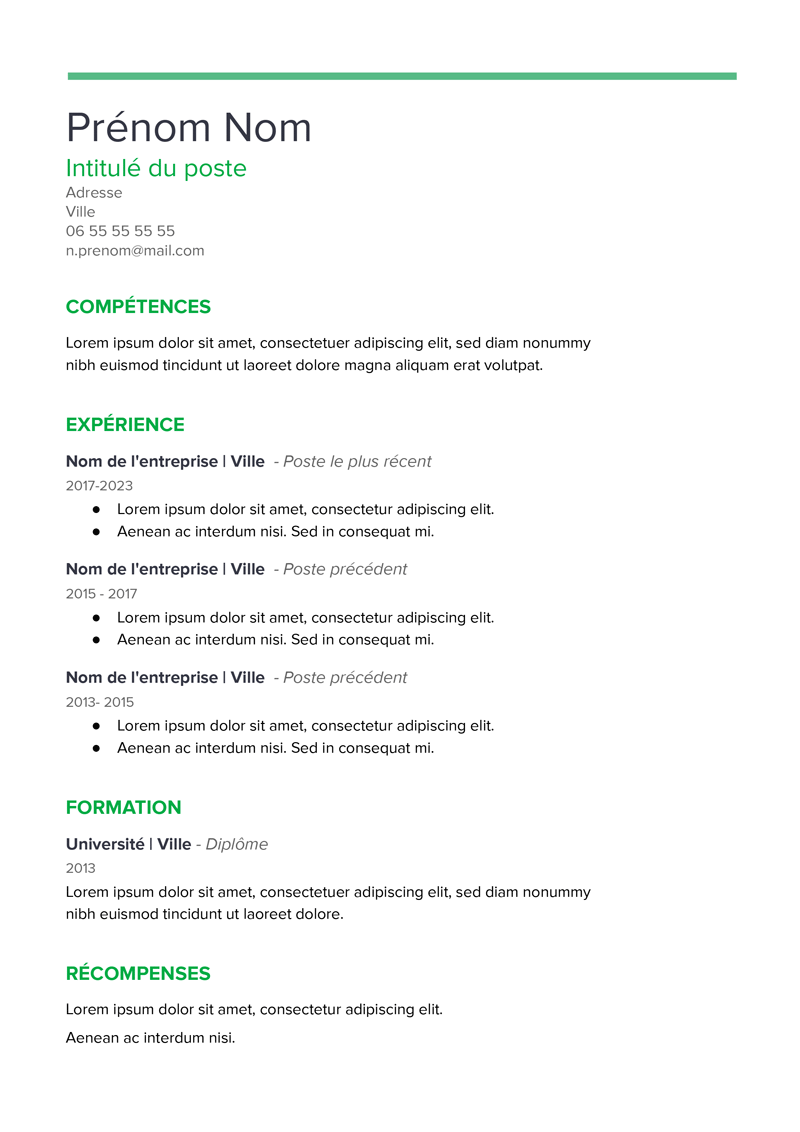 CV gratuit à télécharger Menthe