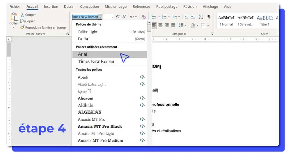 cv word vierge etape 4