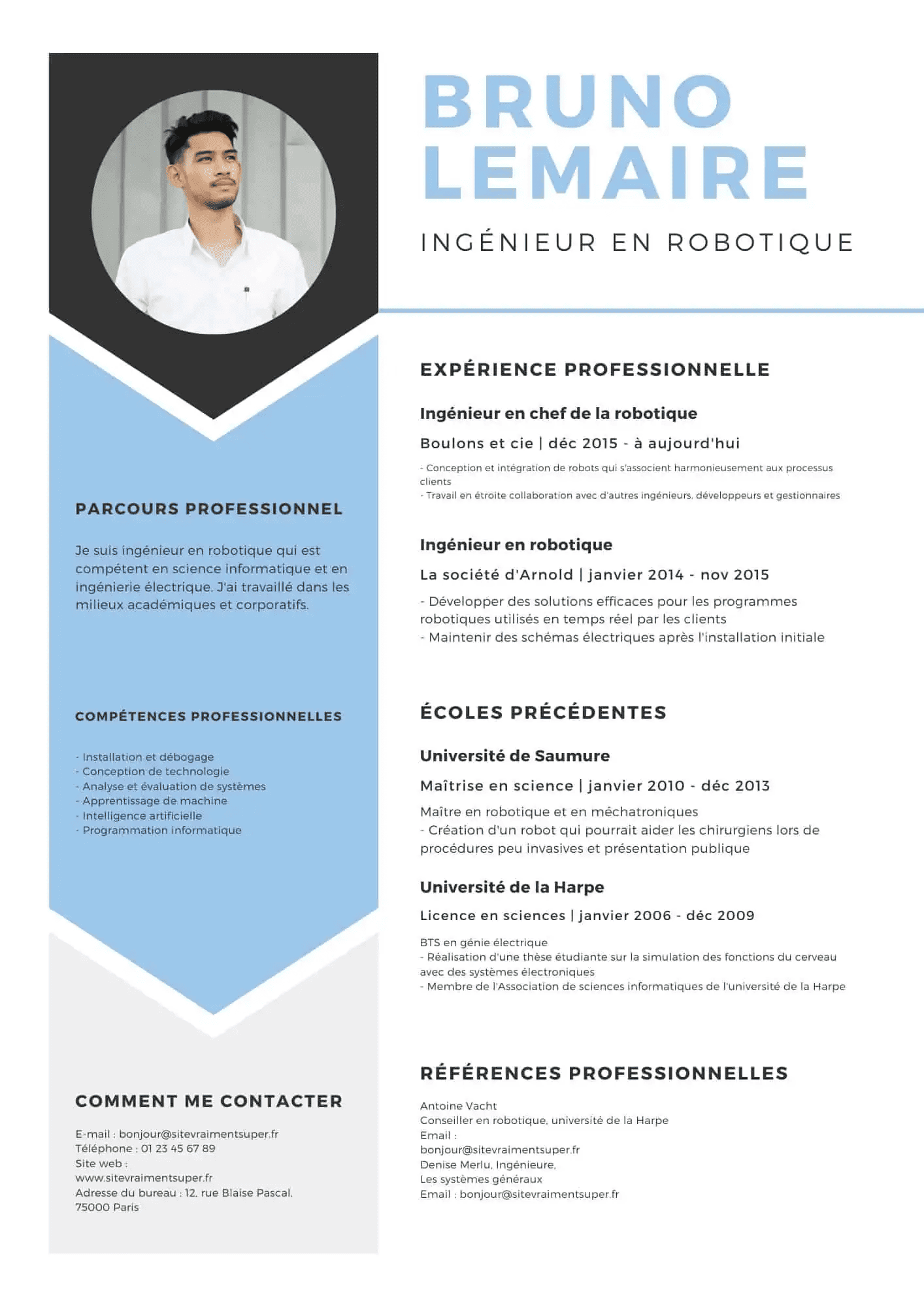 Canva CV gratuit - Ingénieur en robotique