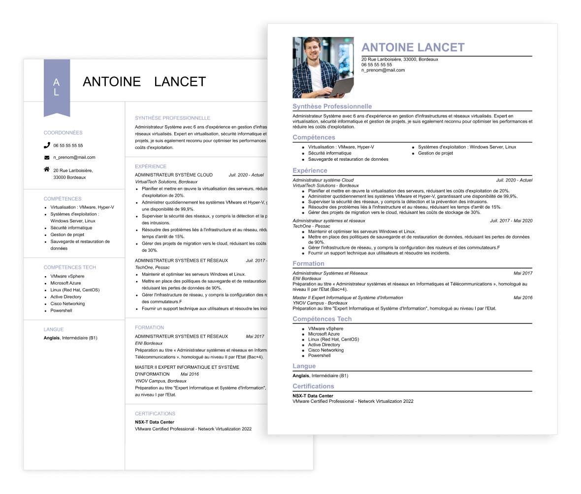 Exemple de CV administrateur systeme (2025)