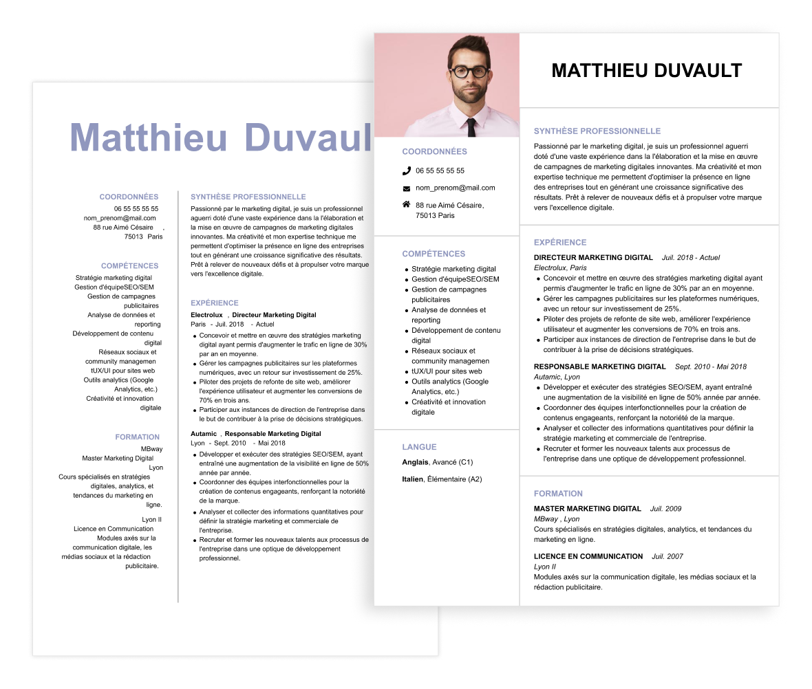 exemple de CV directeur marketing