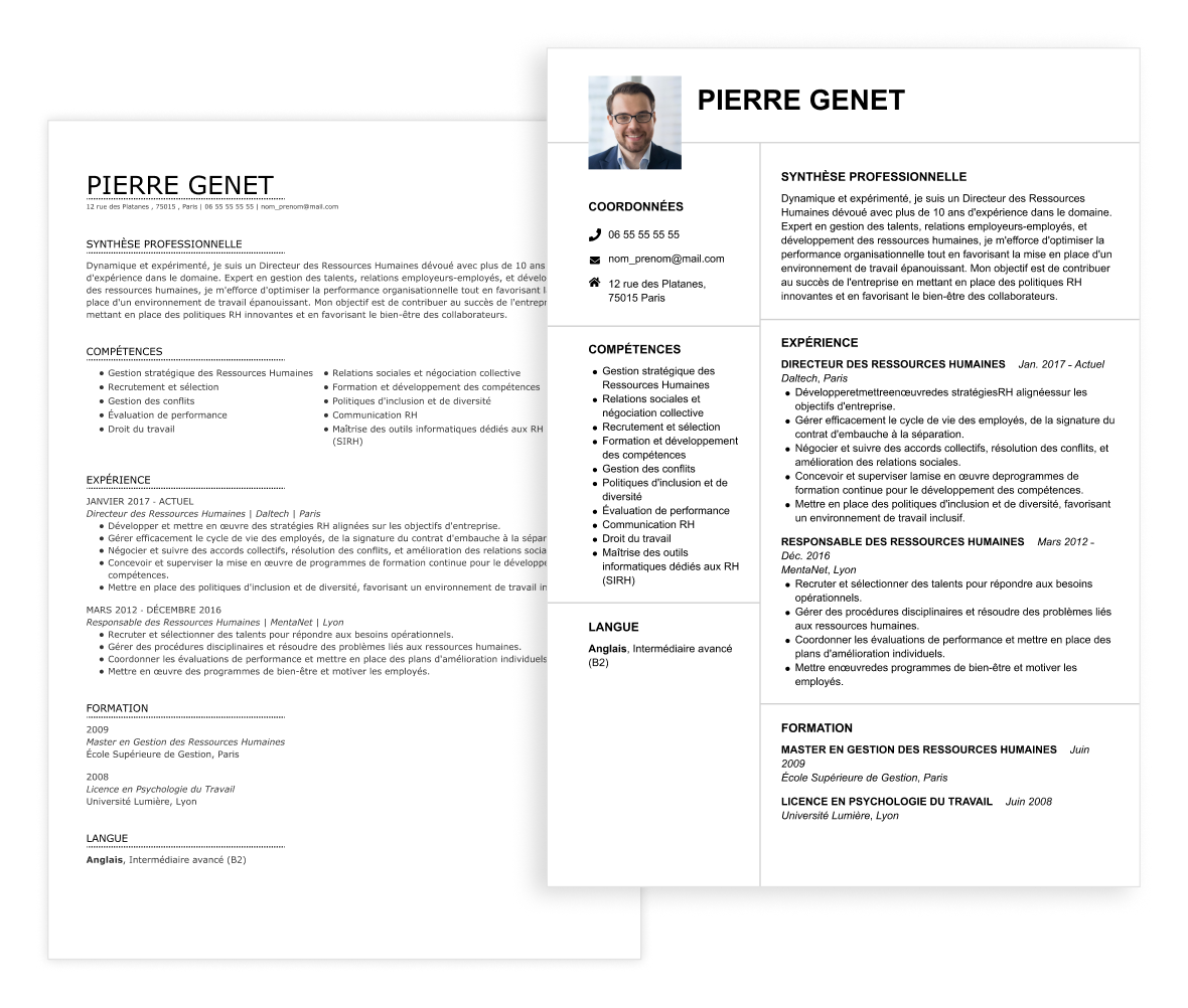 CV DRH ou directeur ressources humaines