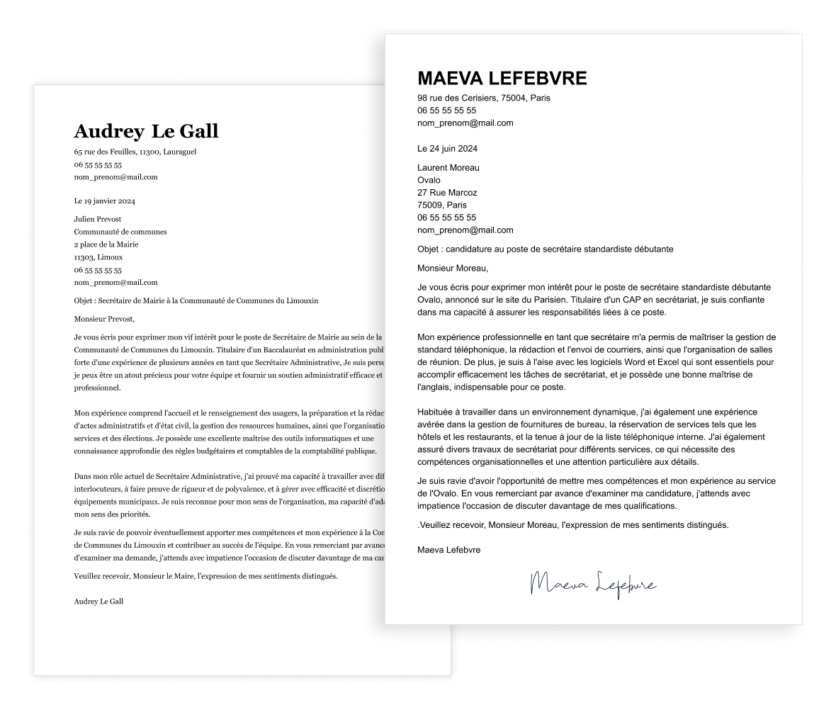 Lettre de motivation secretaire 