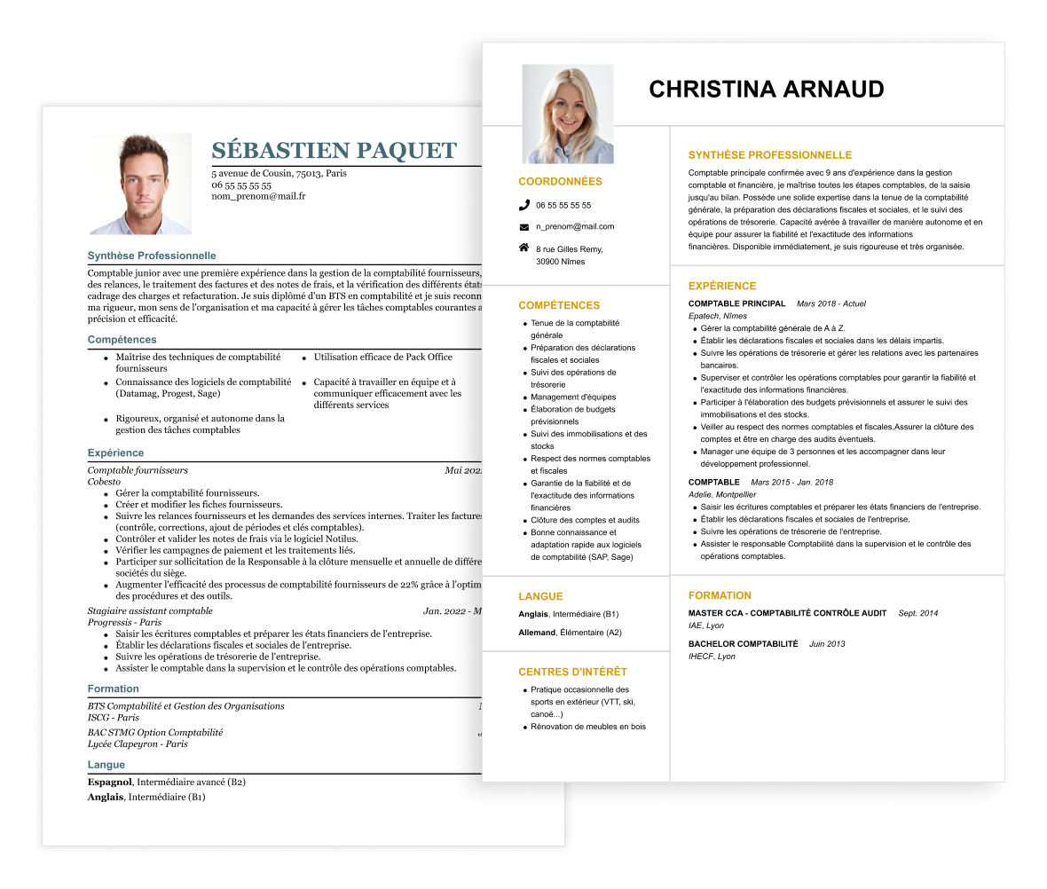 model cv comptable