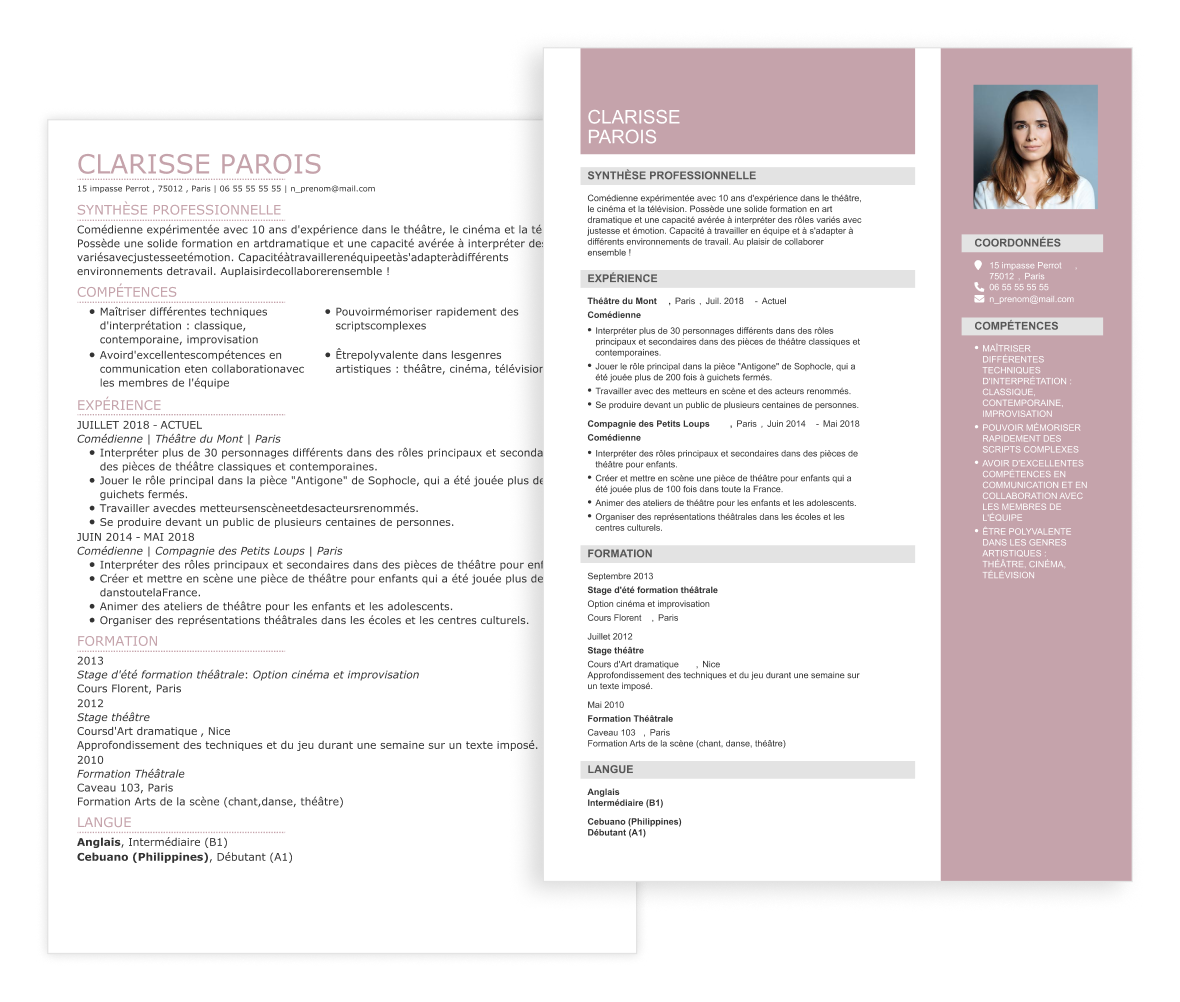 CV comedienne
