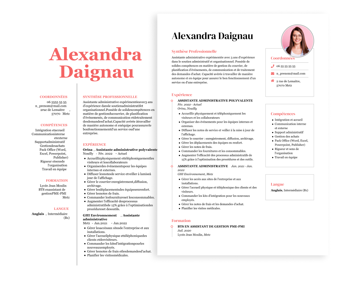 CV assistant administratif 